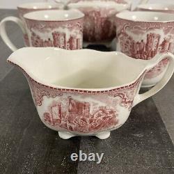 Johnson bros Old Britain Castles Teapot Creamer 4 Cups Set Near Mint! Rare Find