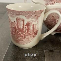 Johnson bros Old Britain Castles Teapot Creamer 4 Cups Set Near Mint! Rare Find