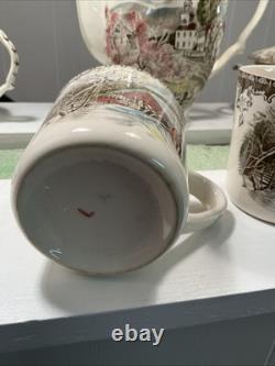 Johnson brothers friendly village Coffee Pot, Sugar Bowl, Creamer And 5 Mugs