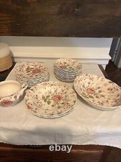 Johnson brothers rose chintz china 25 pieces