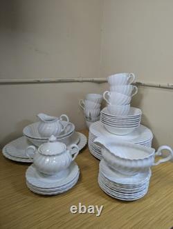 KE Set of 50 Pieces Vintage Johnson Brothers Snowhite Regency White Dishes