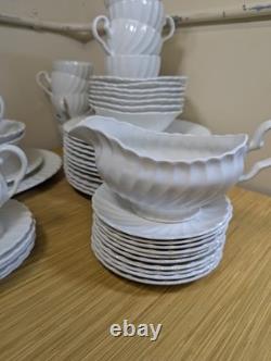 KE Set of 50 Pieces Vintage Johnson Brothers Snowhite Regency White Dishes
