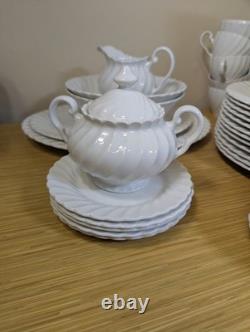 KE Set of 50 Pieces Vintage Johnson Brothers Snowhite Regency White Dishes