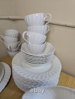 KE Set of 50 Pieces Vintage Johnson Brothers Snowhite Regency White Dishes