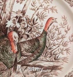 Large 20 Wild Turkeys Native American Windsor Ware Johnson Bros Oval PLATTER