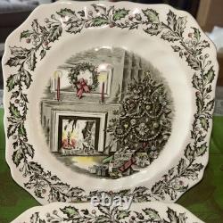Lot Of 6 Johnson Brothers MERRY CHRISTMAS SQUARE SALAD LUNCHEON PLATES 7 5/8