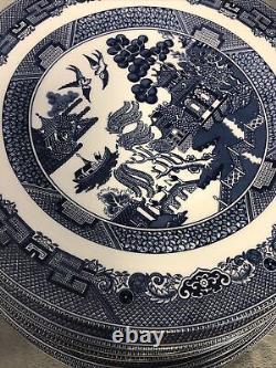 Lot Of 8 Modern Johnson Bros. Blue Willow Dinner Plate 11 Made in England