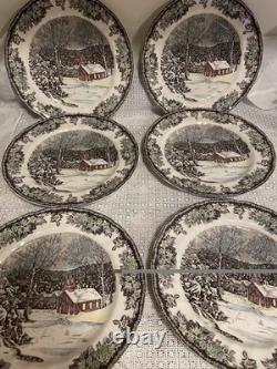 Lot of 6 Johnson Bros Vintage The School House Friendly Village Plates England