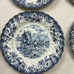 Lot of 6 Johnson Brothers England Coaching Scenes 6.25 Salad Plates Blue White