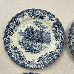 Lot of 6 Johnson Brothers England Coaching Scenes 6.25 Salad Plates Blue White