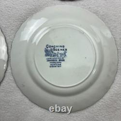 Lot of 6 Johnson Brothers England Coaching Scenes 6.25 Salad Plates Blue White
