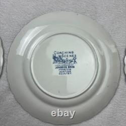 Lot of 6 Johnson Brothers England Coaching Scenes 6.25 Salad Plates Blue White