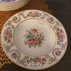 Lot of 7 JOHNSON BROS ENGLAND MARLBOROUGH FLORAL GOLD RIMMED SOUP BOWL