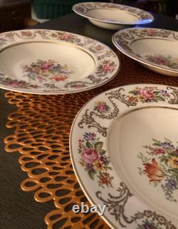 Lot of 7 JOHNSON BROS ENGLAND MARLBOROUGH FLORAL GOLD RIMMED SOUP BOWL