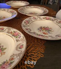 Lot of 7 JOHNSON BROS ENGLAND MARLBOROUGH FLORAL GOLD RIMMED SOUP BOWL