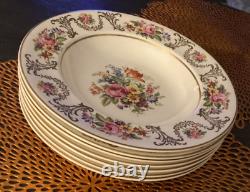 Lot of 7 JOHNSON BROS ENGLAND MARLBOROUGH FLORAL GOLD RIMMED SOUP BOWL