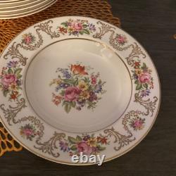 Lot of 7 JOHNSON BROS ENGLAND MARLBOROUGH FLORAL GOLD RIMMED SOUP BOWL