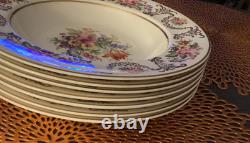 Lot of 7 JOHNSON BROS ENGLAND MARLBOROUGH FLORAL GOLD RIMMED SOUP BOWL