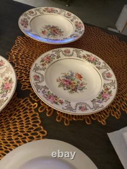 Lot of 7 JOHNSON BROS ENGLAND MARLBOROUGH FLORAL GOLD RIMMED SOUP BOWL