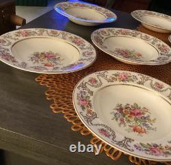 Lot of 7 JOHNSON BROS ENGLAND MARLBOROUGH FLORAL GOLD RIMMED SOUP BOWL