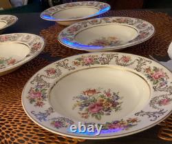 Lot of 7 JOHNSON BROS ENGLAND MARLBOROUGH FLORAL GOLD RIMMED SOUP BOWL