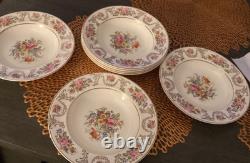 Lot of 7 JOHNSON BROS ENGLAND MARLBOROUGH FLORAL GOLD RIMMED SOUP BOWL