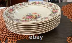 Lot of 7 JOHNSON BROS ENGLAND MARLBOROUGH FLORAL GOLD RIMMED SOUP BOWL