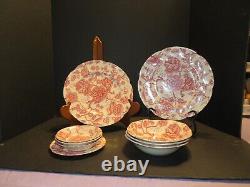 Mixed Lot of 9 JOHNSON BROTHERS English Chippendale Red Pink Dishes