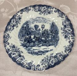 NEW-Set of 33 PCS- Johnson Brothers- Coaching Scene- Blue Dinner Set-England