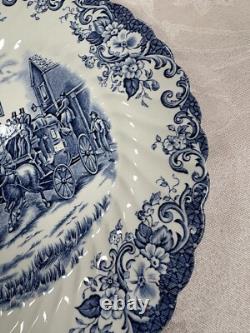 NEW-Set of 33 PCS- Johnson Brothers- Coaching Scene- Blue Dinner Set-England