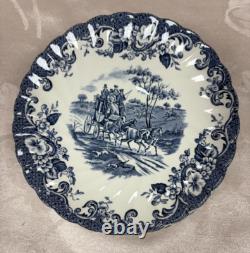 NEW-Set of 33 PCS- Johnson Brothers- Coaching Scene- Blue Dinner Set-England