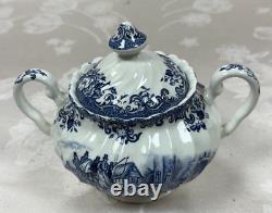 NEW-Set of 33 PCS- Johnson Brothers- Coaching Scene- Blue Dinner Set-England