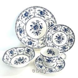 NEW Vtg 30 Pc Johnson Brothers Blue Indies Service Set, Six 5 Pc Place Settings
