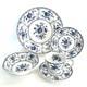 New Vtg 30 Pc Johnson Brothers Blue Indies Service Set, Six 5 Pc Place Settings