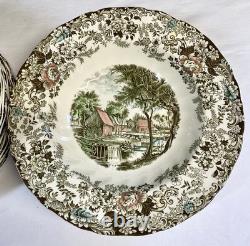 Nice Lot Johnson Bros Mill Stream Plates, Bowls Brown Multicolor