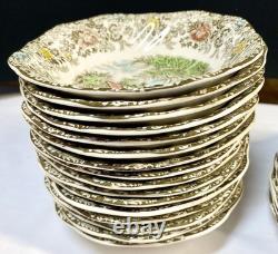 Nice Lot Johnson Bros Mill Stream Plates, Bowls Brown Multicolor