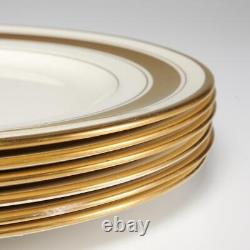Pareek Johnson Bros England Gold Rim Floral Dinner Plates JB362 1920s Set of 6 B