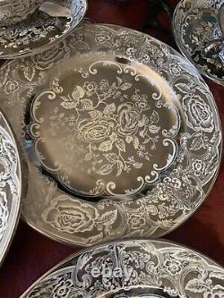 Pareek Rockwell Johnson Bros. Mirror Lustre? 4 dinner plates Pristine Rare Mint