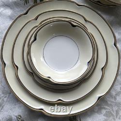 Pareek by Johnson Bros. England Black & Gold Band Gravy Dish, Bowls, Plates 24pc