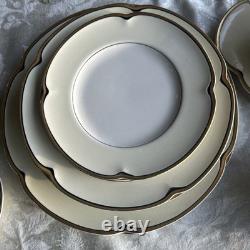Pareek by Johnson Bros. England Black & Gold Band Gravy Dish, Bowls, Plates 24pc