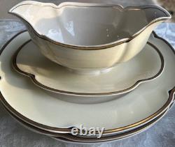 Pareek by Johnson Bros. England Black & Gold Band Gravy Dish, Bowls, Plates 24pc