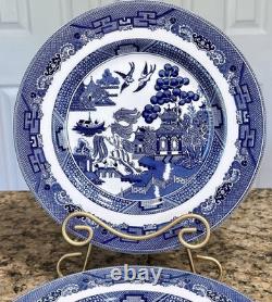Pristine Johnson Bros Willow Blue Set Of 4 Dinner Plates 10.75 England