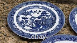 Pristine Johnson Bros Willow Blue Set Of 4 Dinner Plates 10.75 England