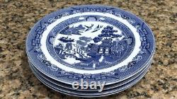 Pristine Johnson Bros Willow Blue Set Of 4 Dinner Plates 10.75 England