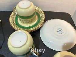 RARE! HTF! 5 sets -Johnson Bros PAREEK Floral Green Yellow Gold Demi Cup&Saucer