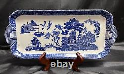 RARE Johnson Brothers Earthenware Willow Blue Large Sandwich Tray 14 MINT