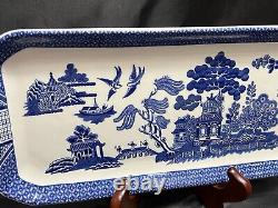 RARE Johnson Brothers Earthenware Willow Blue Large Sandwich Tray 14 MINT