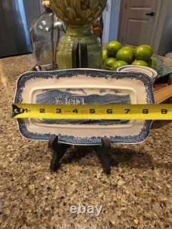 RARE Johnson Brothers Old Britain Castles Blue Covered Butter Dish England EUC