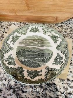 RARE Johnson Brothers Old Britain Castles Green Transferware Salad Plates 4