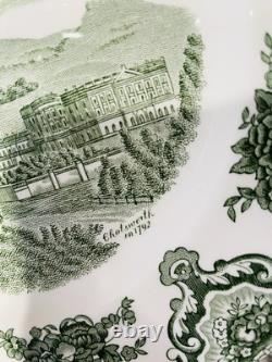 RARE Johnson Brothers Old Britain Castles Green Transferware Salad Plates 4